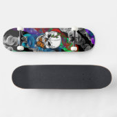 Digitale kunst met schedel en vorst persoonlijk skateboard (Horizontaal)