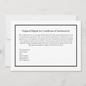 Digitale kunst Print Certificaat van echtheid Bedankkaart (Voorkant)