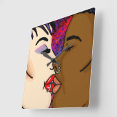 Digitale kunst | Romantic Kiss Vierkante Klok (Hoek)