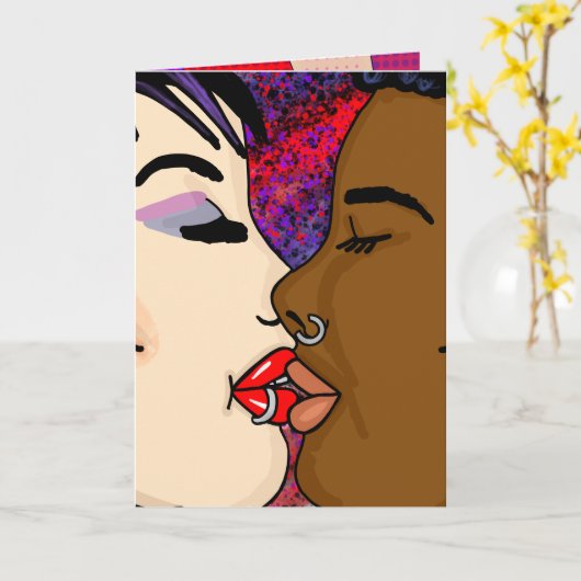 Digitale kunst | Romantische kus    Kaart (Gele Bloem)