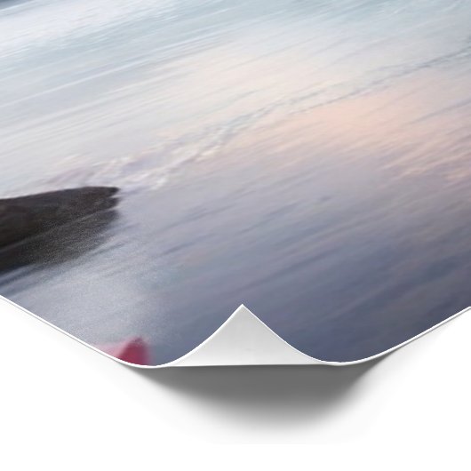 Digitale Kunst Roze Sakura Boom met Berg Uitzicht Perfect Poster (Hoek)