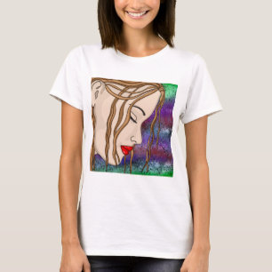 Digitale kunst Sad Lady Deep in gedachte Artsy T-shirt