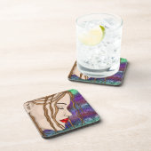 Digitale kunst | Sad Lady Deep in gedachte Bier Onderzetter (Rechterzijde)