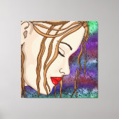 Digitale kunst | Sad Lady Deep in gedachte Canvas Afdruk (Voorkant)