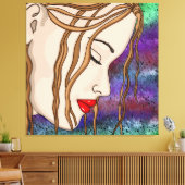 Digitale kunst | Sad Lady Deep in gedachte Canvas Afdruk (Insitu (Woonkamer))