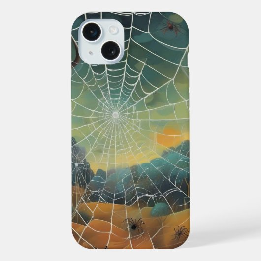 Digitale kunst, spinnenweb, spinnen iPhone hoesje (Achterkant)