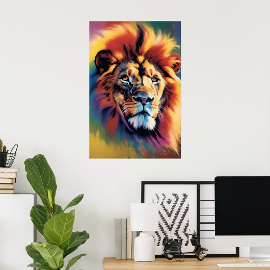 Digitale kunst te koop, African Lion Digital Art Poster (Thuiskantoor)