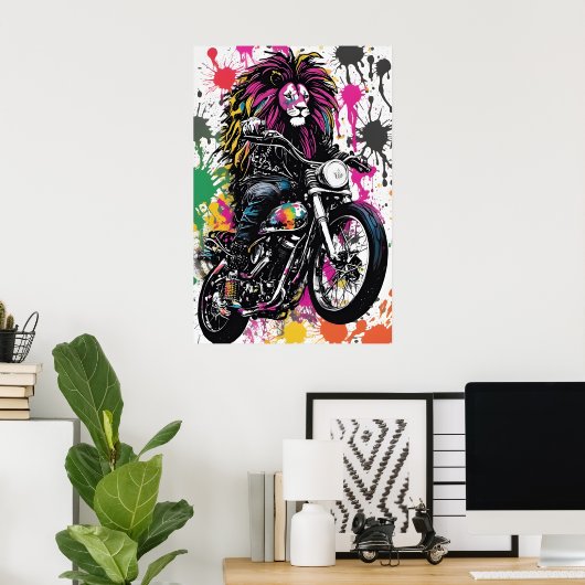 Digitale kunst te koop, Gothic Lion Bikers Digital Poster (Thuiskantoor)