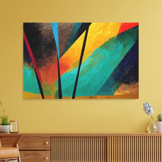 Digitale kunst van Abstract Sinaasappel & zwart vo Canvas Afdruk (Insitu (Woonkamer))