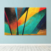 Digitale kunst van Abstract Sinaasappel & zwart vo Canvas Afdruk (Insitu (Houten vloer))