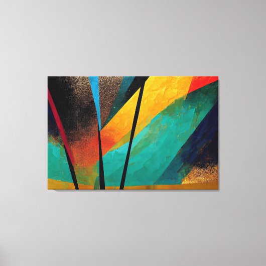 Digitale kunst van Abstract Sinaasappel & zwart vo Canvas Afdruk (Voorkant)