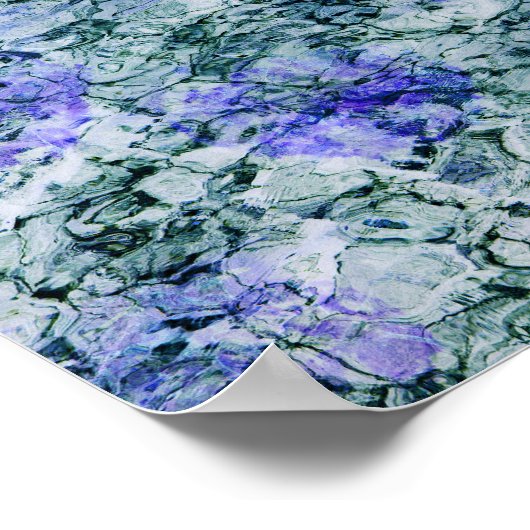 Digitale kunst van blauwe waterverf abstracte acht poster (Hoek)