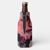 Digitale kunst van bloemenpatroon met boom flesjeskoeler (Fles Achterkant)