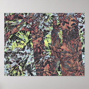 Digitale kunst van bloemenpatroon met boom poster