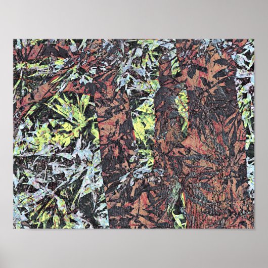 Digitale kunst van bloemenpatroon met boom poster (Voorkant)