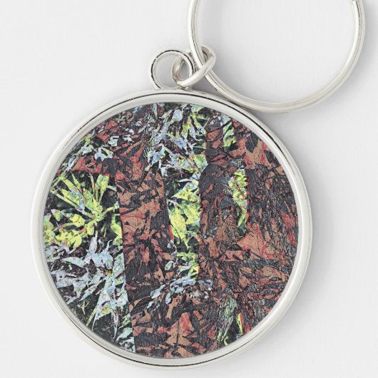 Digitale kunst van bloemenpatroon met boom sleutelhanger (Voorkant)