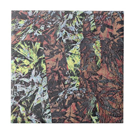 Digitale kunst van bloemenpatroon met boom tegeltje (Voorkant)