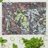 Digitale kunst van bloemenpatroon met boom theedoek (Gevouwen)