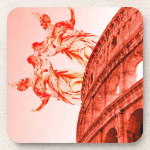 Digitale kunst van Colosseum en beelden / beeldhou Bier Onderzetter
