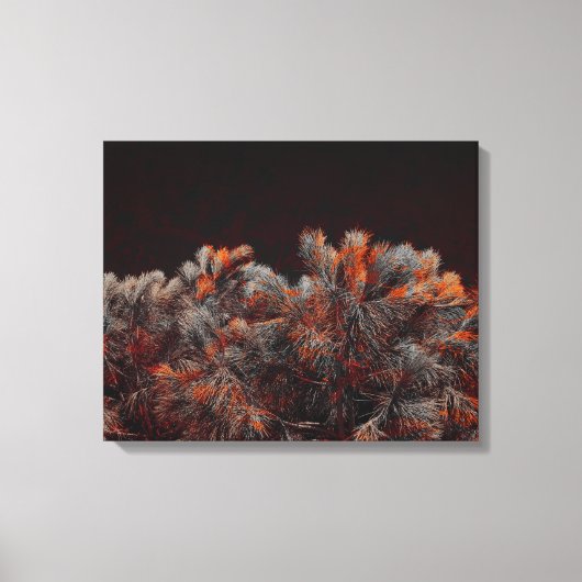Digitale kunst van dennenbomen met oranje kleurvle canvas afdruk (Voorkant)