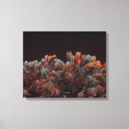 Digitale kunst van dennenbomen met oranje kleurvle canvas afdruk
