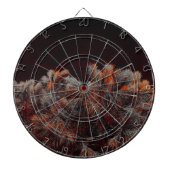 Digitale kunst van dennenbomen met oranje kleurvle dartbord (Voorkant)