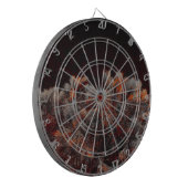 Digitale kunst van dennenbomen met oranje kleurvle dartbord (Voorkant Links)