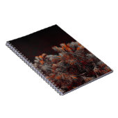 Digitale kunst van dennenbomen met oranje kleurvle notitieboek (Rechterzijde)