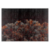 Digitale kunst van dennenbomen met oranje kleurvle snijplank (Voorkant)