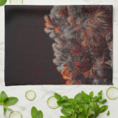 Digitale kunst van dennenbomen met oranje kleurvle theedoek (Gevouwen)