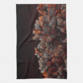 Digitale kunst van dennenbomen met oranje kleurvle theedoek (Verticaal)