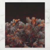 Digitale kunst van dennenbomen met oranje kleurvle wijn etiket (Enkel label)