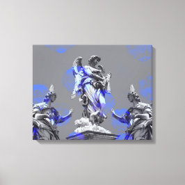 Digitale kunst van sculpturen blauwe penseelstreke canvas afdruk