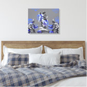 Digitale kunst van sculpturen blauwe penseelstreke canvas afdruk (Insitu (Slaapkamer))