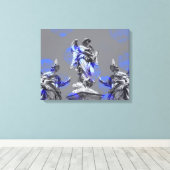 Digitale kunst van sculpturen blauwe penseelstreke canvas afdruk (Insitu (Houten vloer))