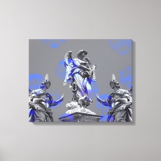 Digitale kunst van sculpturen blauwe penseelstreke canvas afdruk (Voorkant)