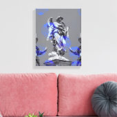 Digitale kunst van sculpturen blauwe penseelstreke canvas afdruk (Insitu (Woonkamer))