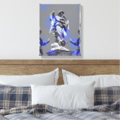 Digitale kunst van sculpturen blauwe penseelstreke canvas afdruk (Insitu (Slaapkamer))