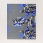 Digitale kunst van sculpturen blauwe penseelstreke legpuzzel (Verticaal)