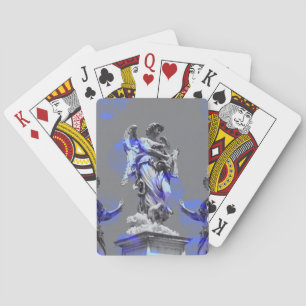Digitale kunst van sculpturen blauwe penseelstreke pokerkaarten