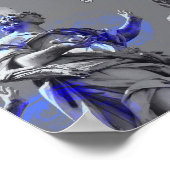 Digitale kunst van sculpturen blauwe penseelstreke poster (Hoek)