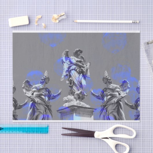 Digitale kunst van sculpturen blauwe penseelstreke tissuepapier (Craft)