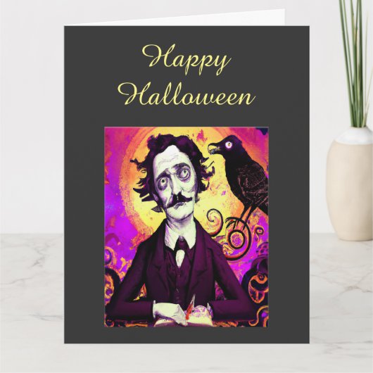 Digitale Kunst Vintage Look Edgar Allan Poe Raven Kaart (Voorkant)