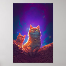 Digitale kunst voor kattenliefhebbers, Sterrennach Poster