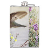 Digitale kunst voor mensvogels en wilde bloemen heupfles (Achterkant)