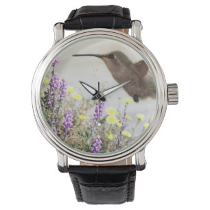 Digitale kunst voor mensvogels en wilde bloemen horloge