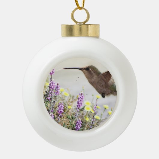 Digitale kunst voor mensvogels en wilde bloemen keramische bal ornament (Voorkant)