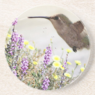 Digitale kunst voor mensvogels en wilde bloemen zandsteen onderzetter