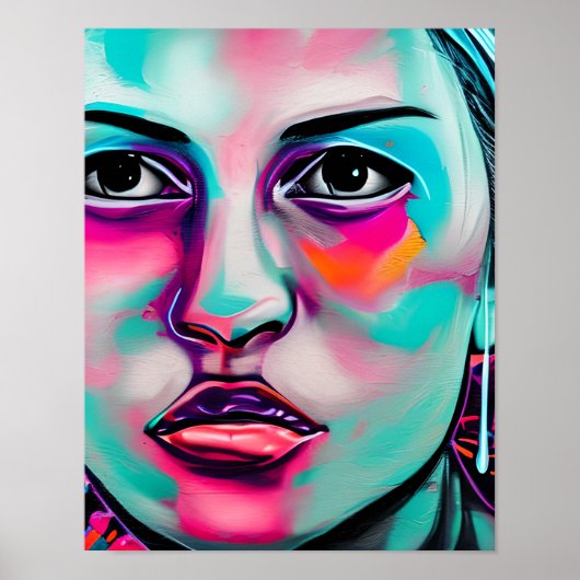 Digitale Kunst Vrouwen Gezicht AI Generated Lady's Poster (Voorkant)