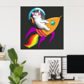 Digitale kunst | Wall Art | Astro Kat Unicorn Spac Poster (Thuiskantoor)